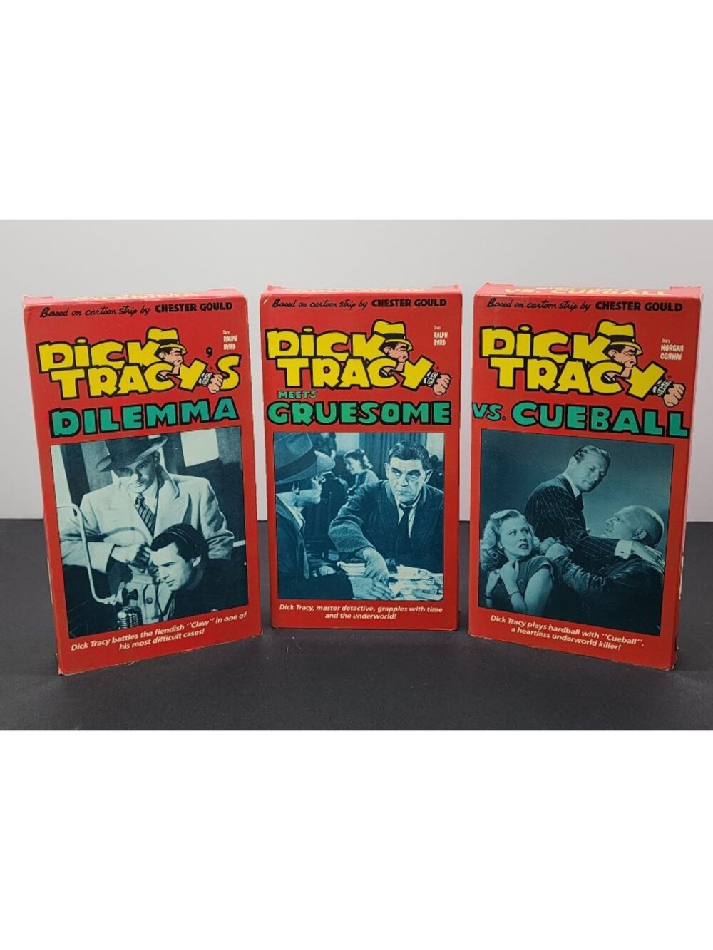 Vtg Dick Tracy Dilemma Cruesome Cueball VHS Tapes 1990 by Chester Gould Lot Of 3